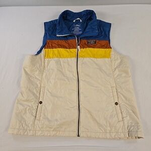 L.L. Bean Women's Quilted Colorblock Insulated Vest Size XL Blue Orange Ivory